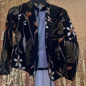 Floral Black Blazer for Women